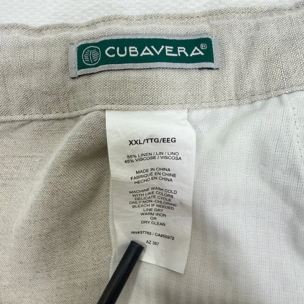 Cubavera Mens XXL Linen Blend Relaxed Drawstring Pants Beige Tropical Beach TTG